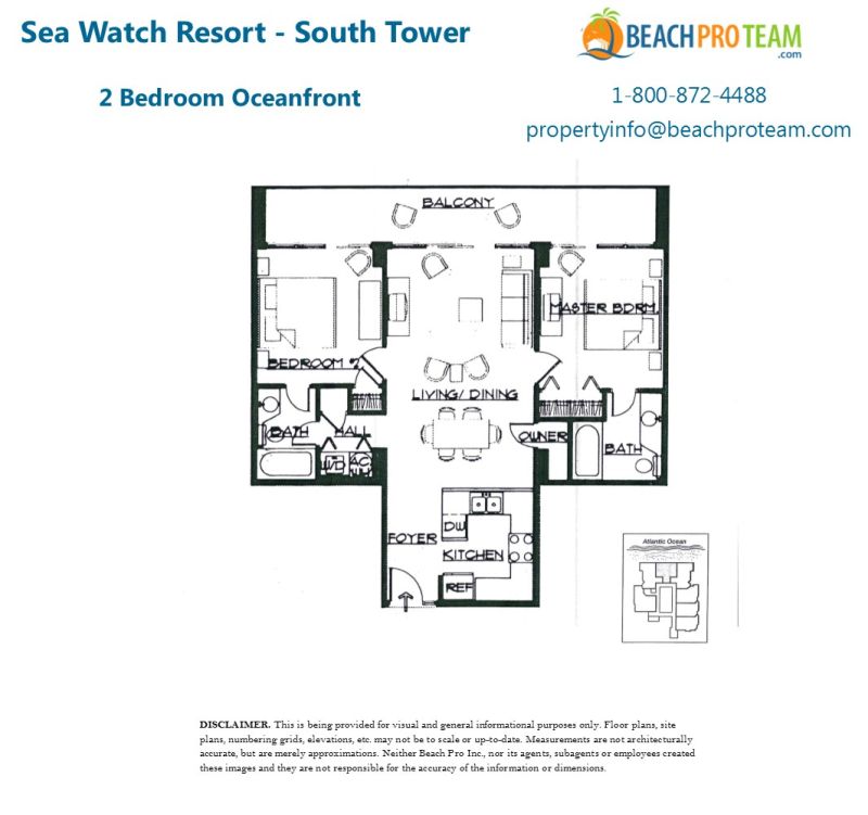 Sea Watch Resort Floor Plan 5 - 2 Bedroom Oceanfront